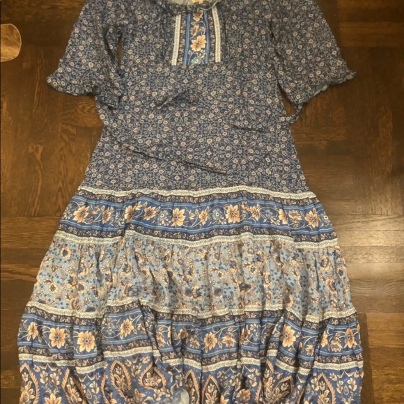 Blue Floral Square-Neck Women’s Dress - Picture 8 of 10